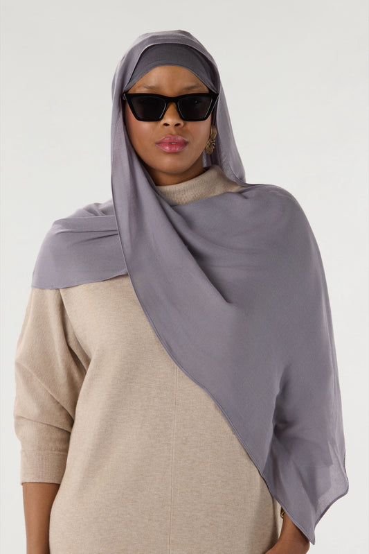 MODAL HIJAB WITH MATCHING UNDERCAP GRAY