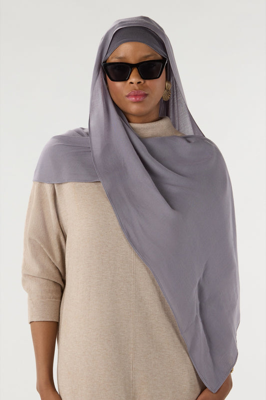 MODAL HIJAB WITH MATCHING UNDERCAP GRAY