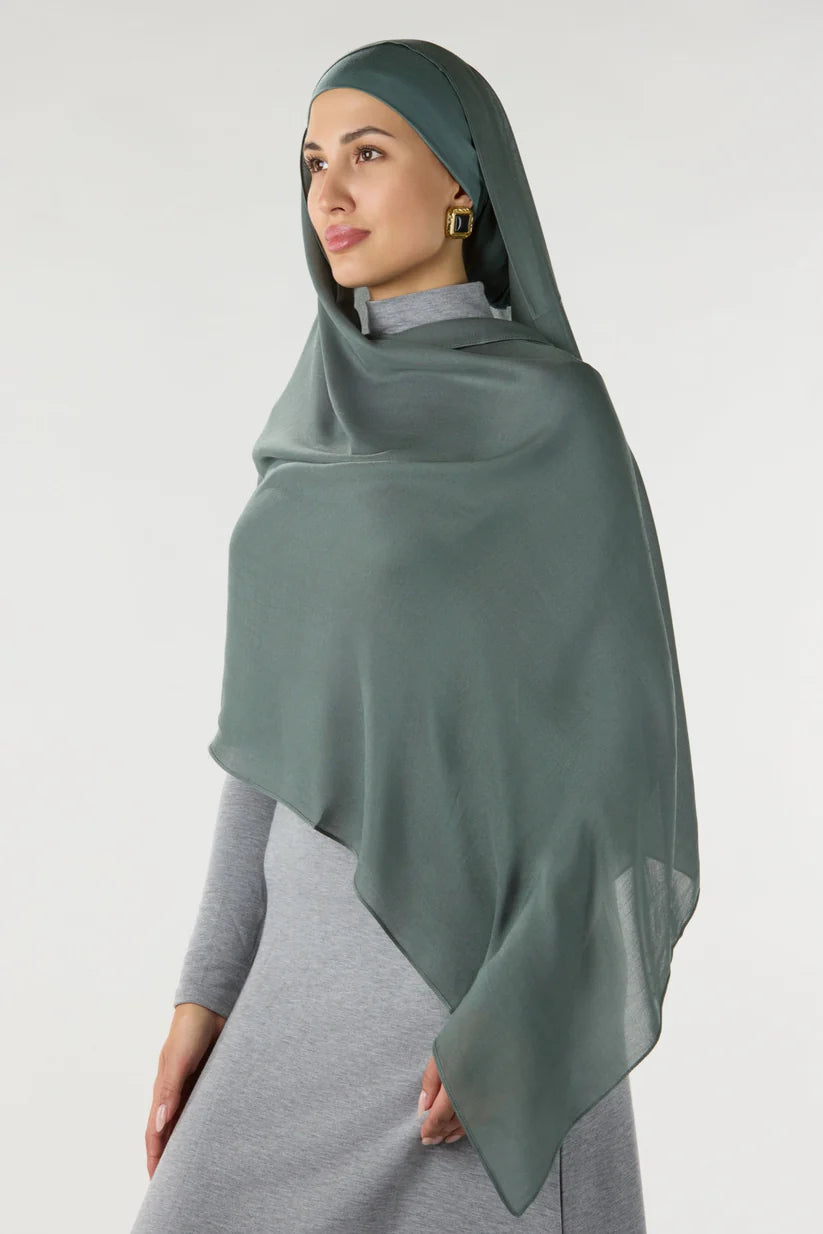 Modal Hijab With Matching Undercap Orange, Billiard Green And Dark Navy (3 In One Pack)