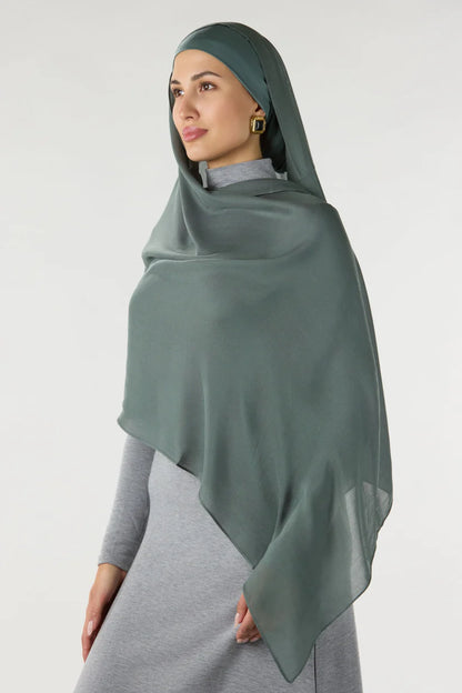 Modal Hijab With Matching Undercap Orange, Billiard Green And Dark Navy (3 In One Pack)