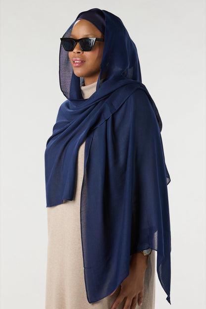 Modal Hijab With Matching Undercap Navy Blue 