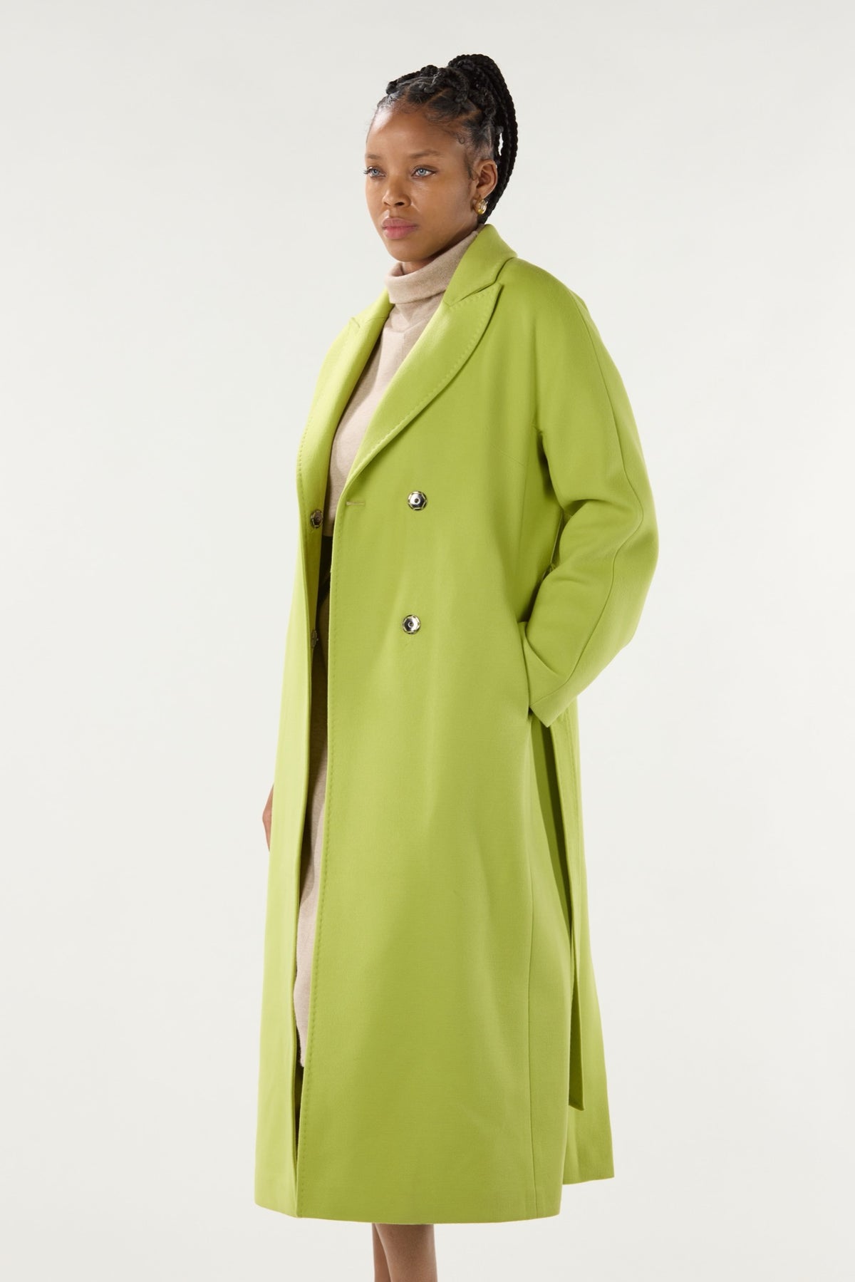 Long Lime Green Cashmere Coat