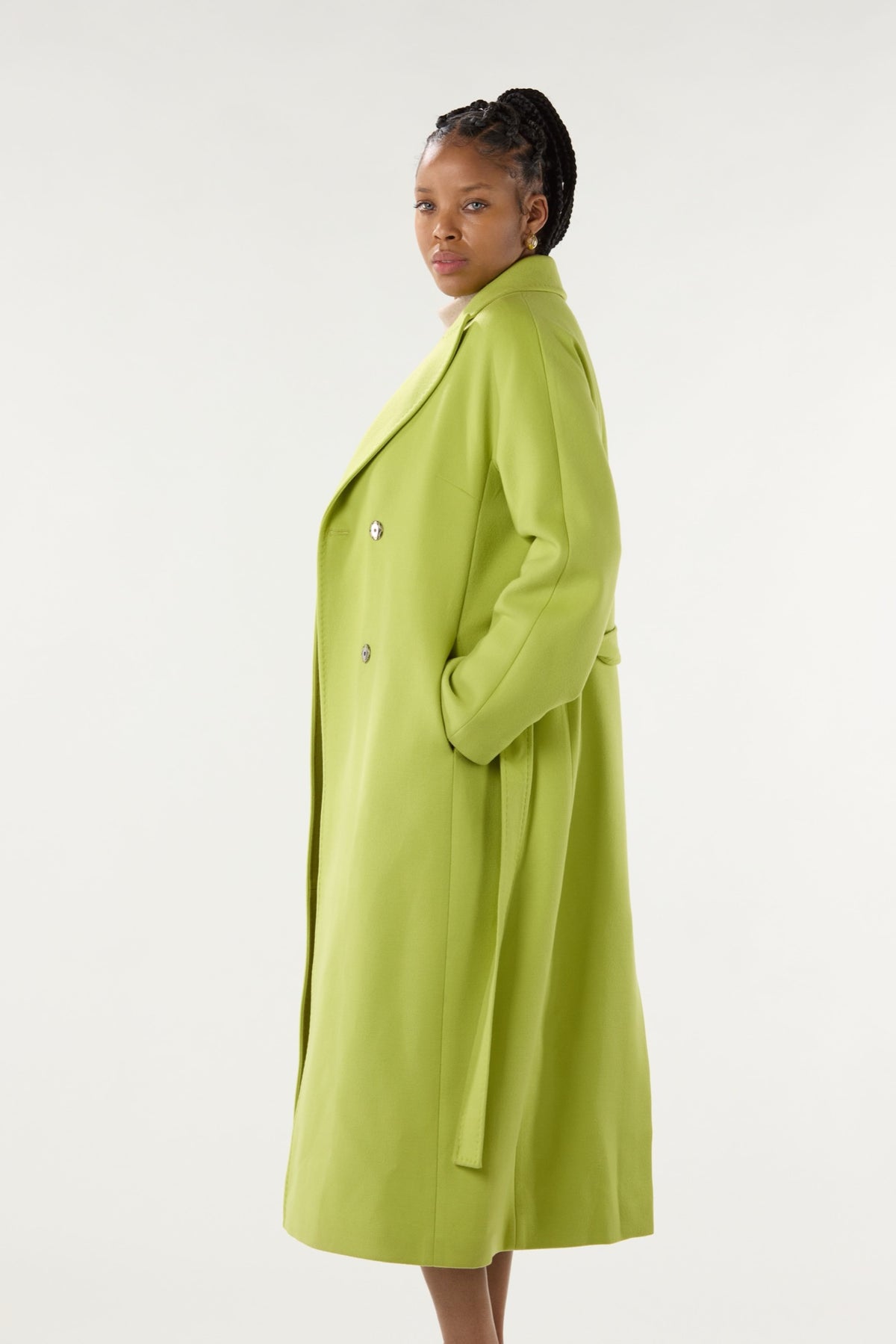 Long Lime Green Cashmere Coat