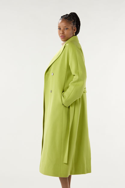 Long Lime Green Cashmere Coat