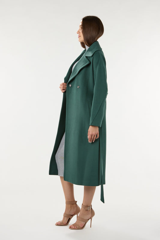 Long Green Cashmere Coat