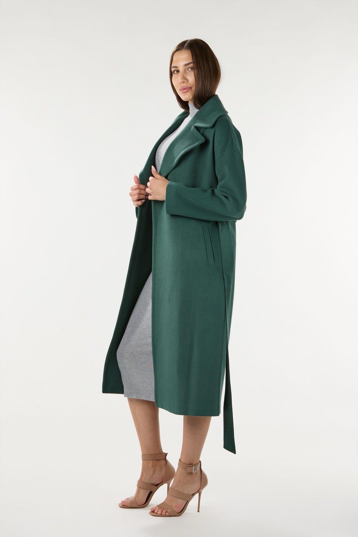 Long Green Cashmere Coat