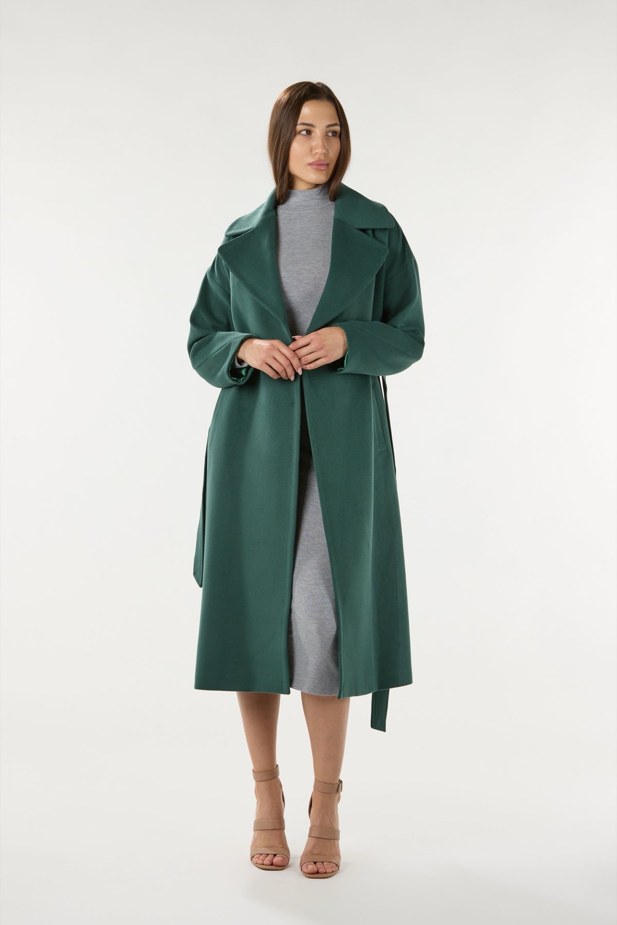 Long Green Cashmere Coat