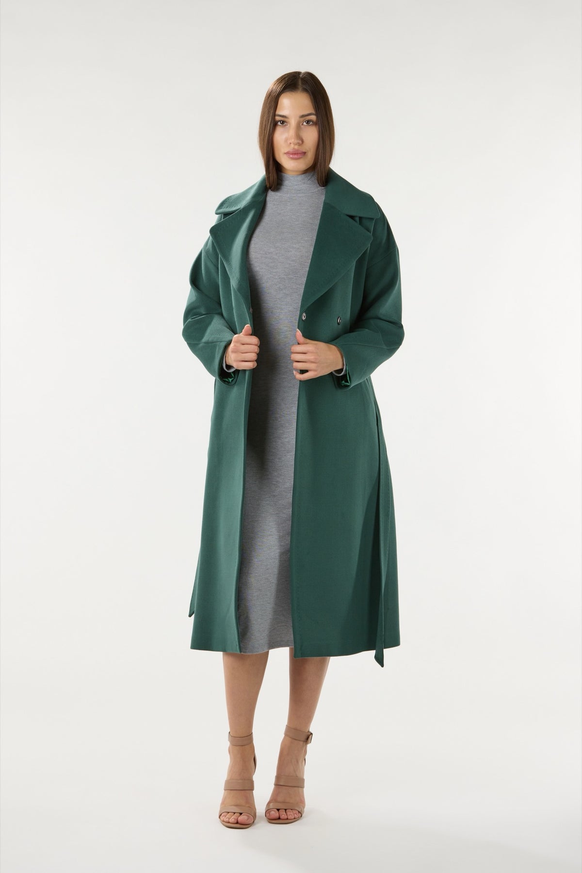 Long Green Cashmere Coat