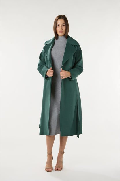 Long Green Cashmere Coat