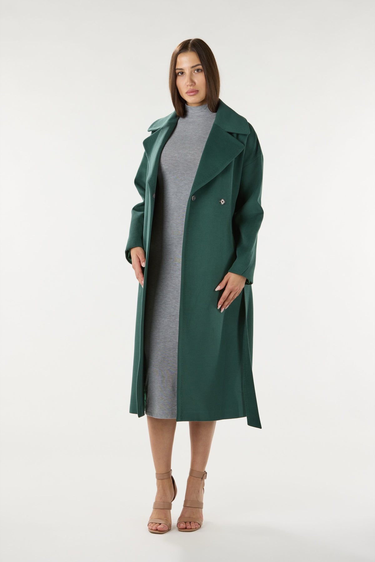 Long Green Cashmere Coat