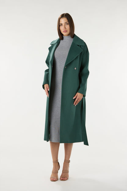 Long Green Cashmere Coat