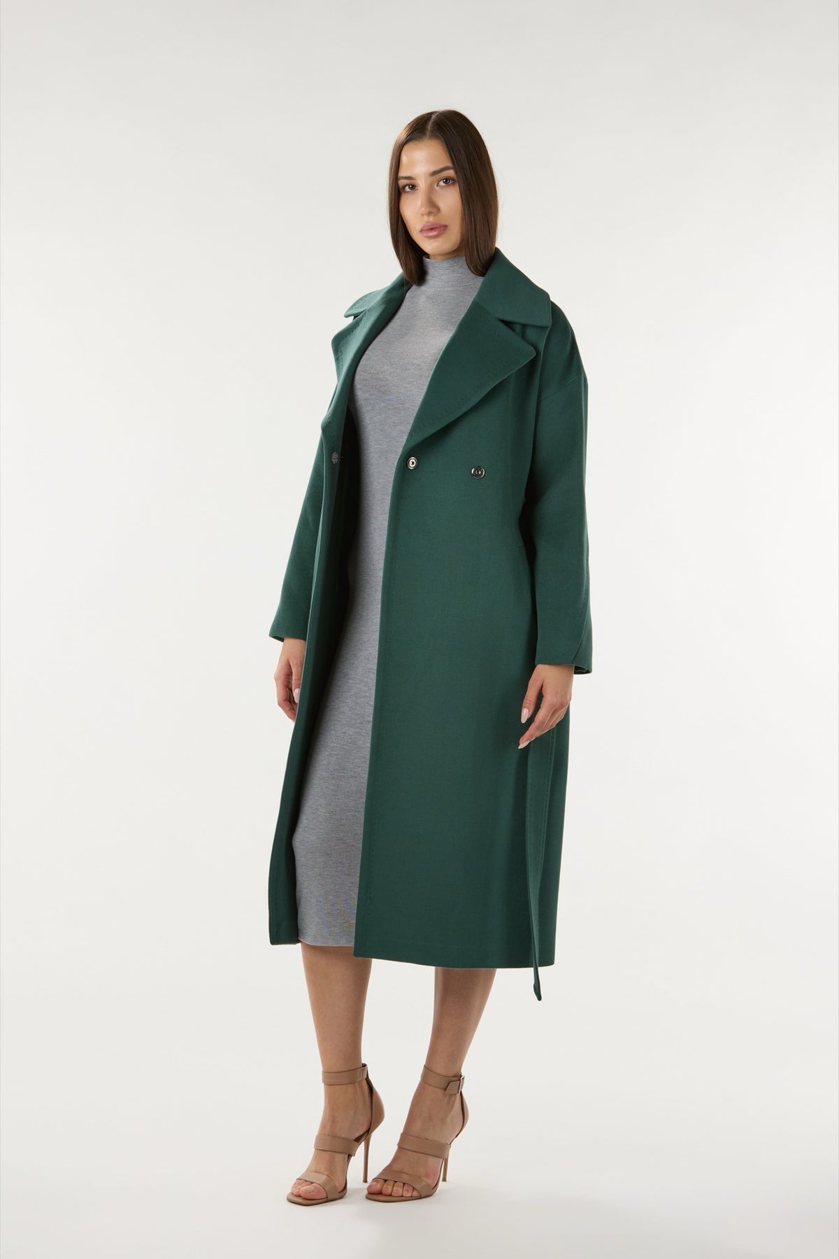 Long Green Cashmere Coat