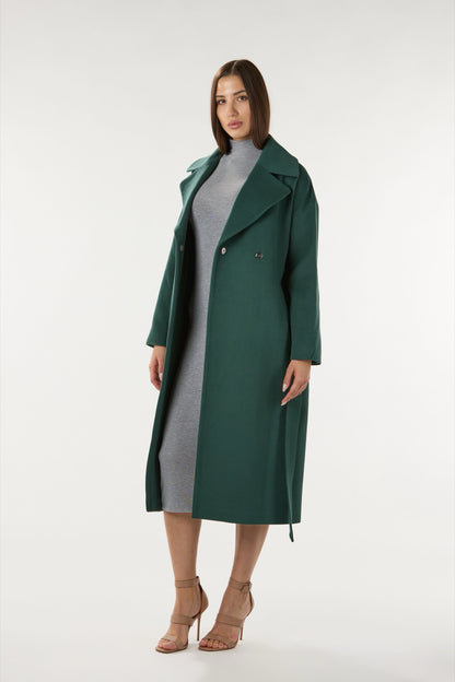 Long Green Cashmere Coat