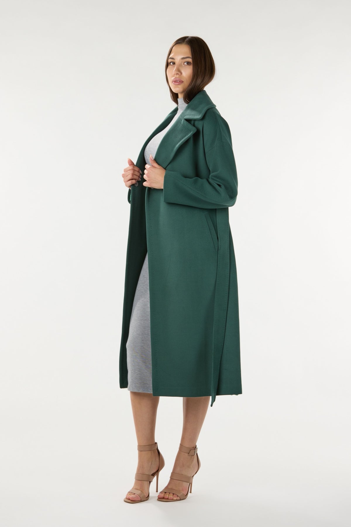 Long Green Cashmere Coat