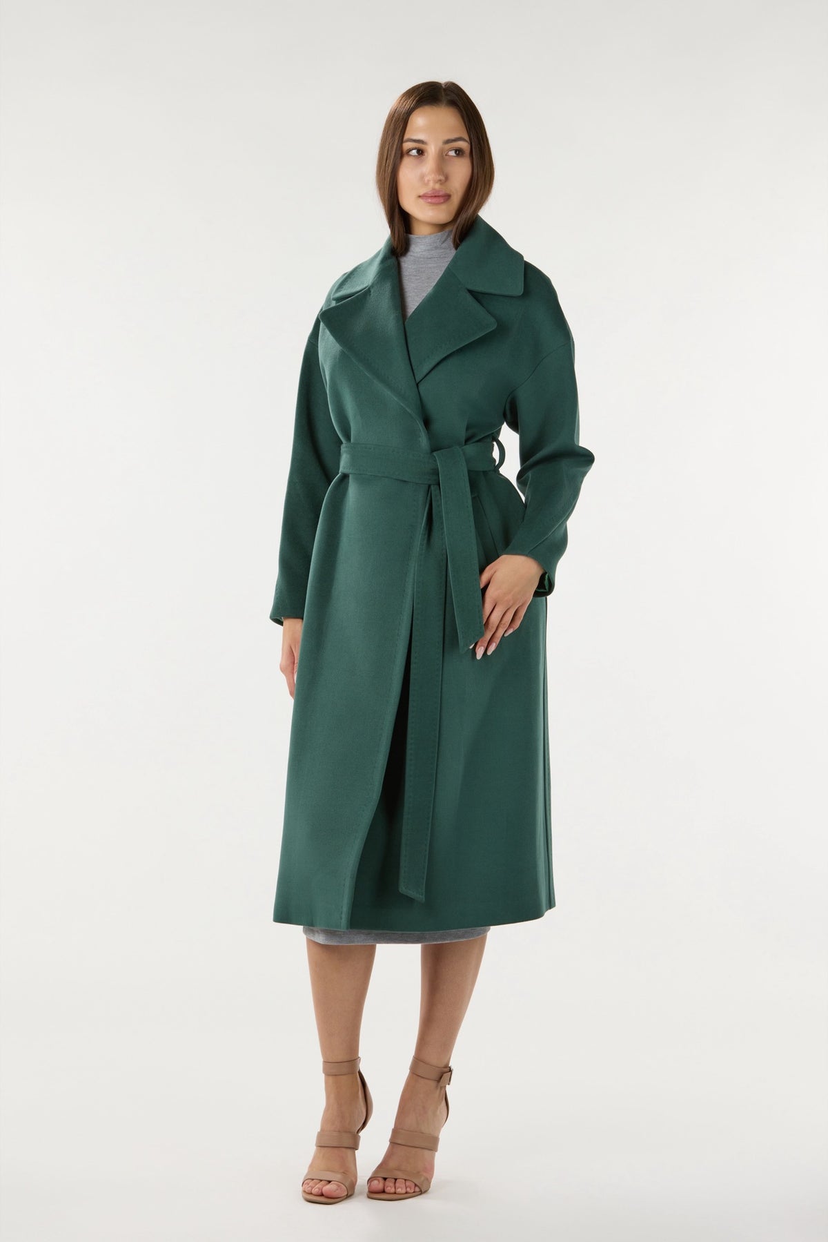 Long Green Cashmere Coat