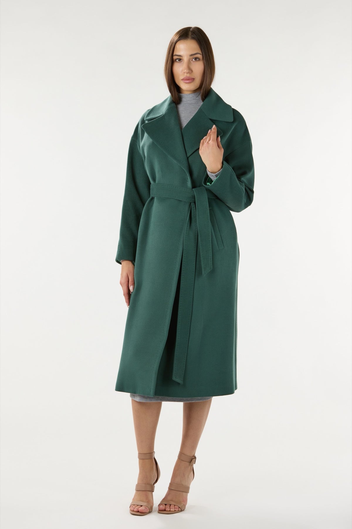 Long Green Cashmere Coat