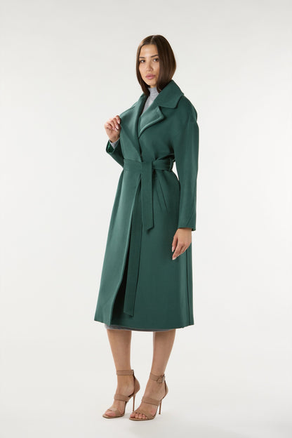 Long Green Cashmere Coat