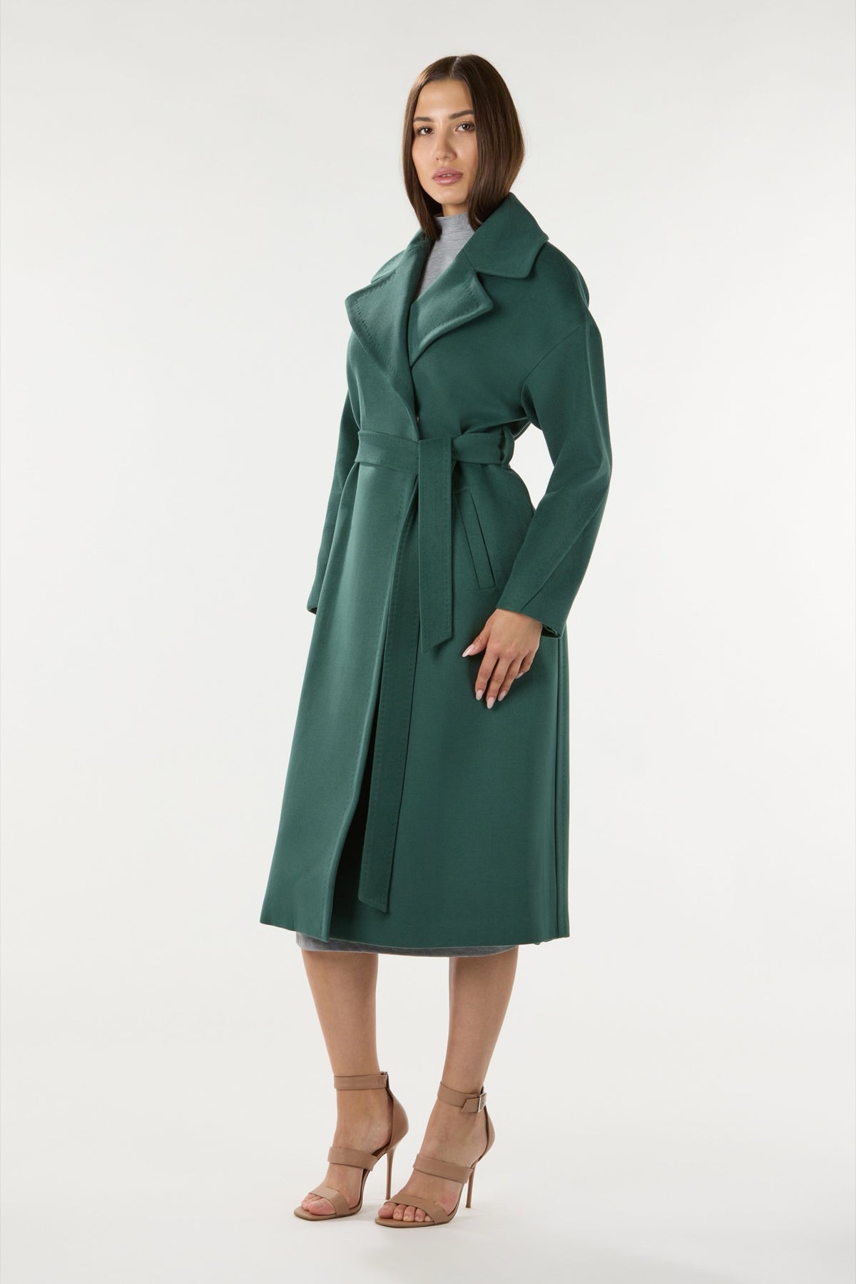 Long Green Cashmere Coat
