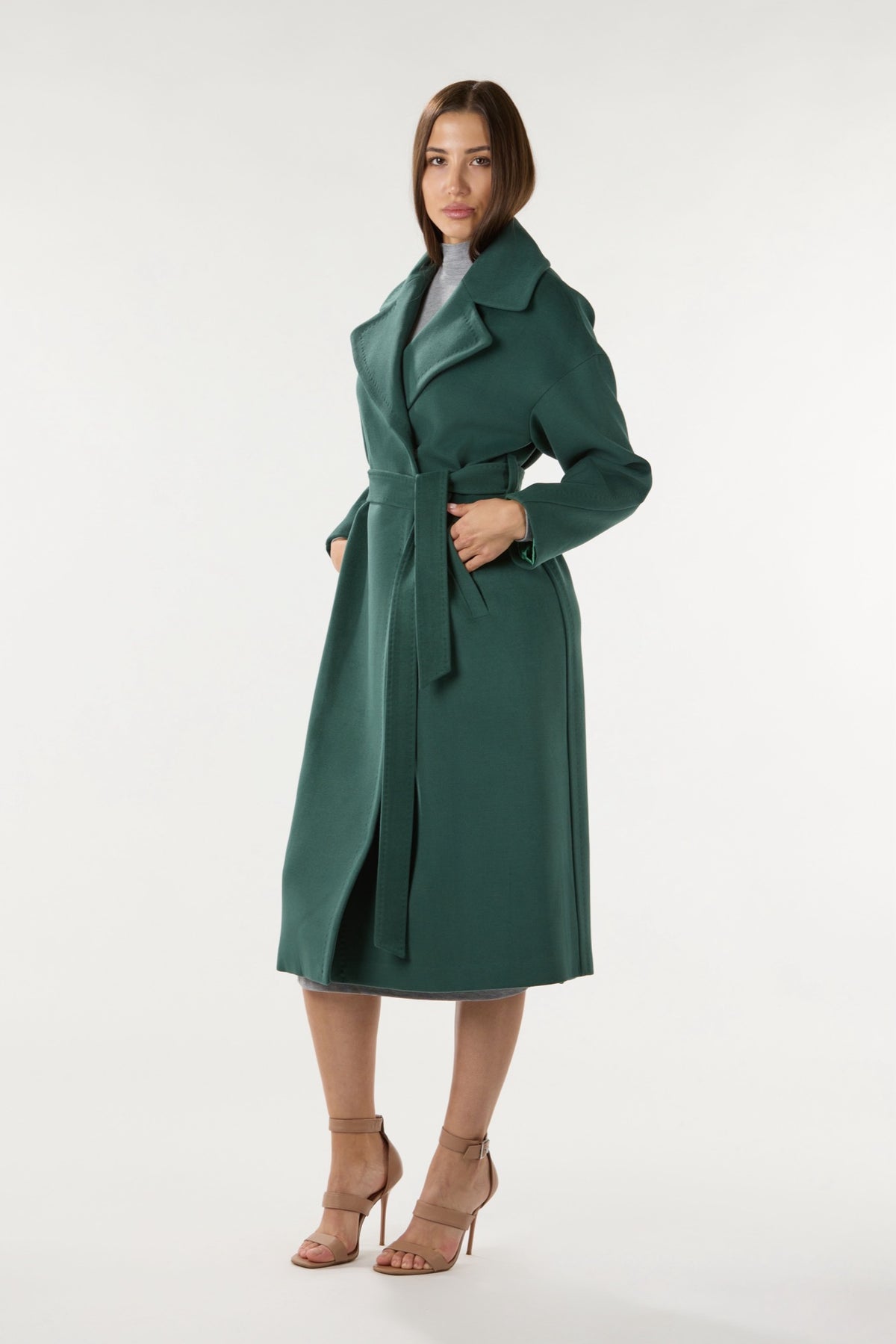 Long Green Cashmere Coat