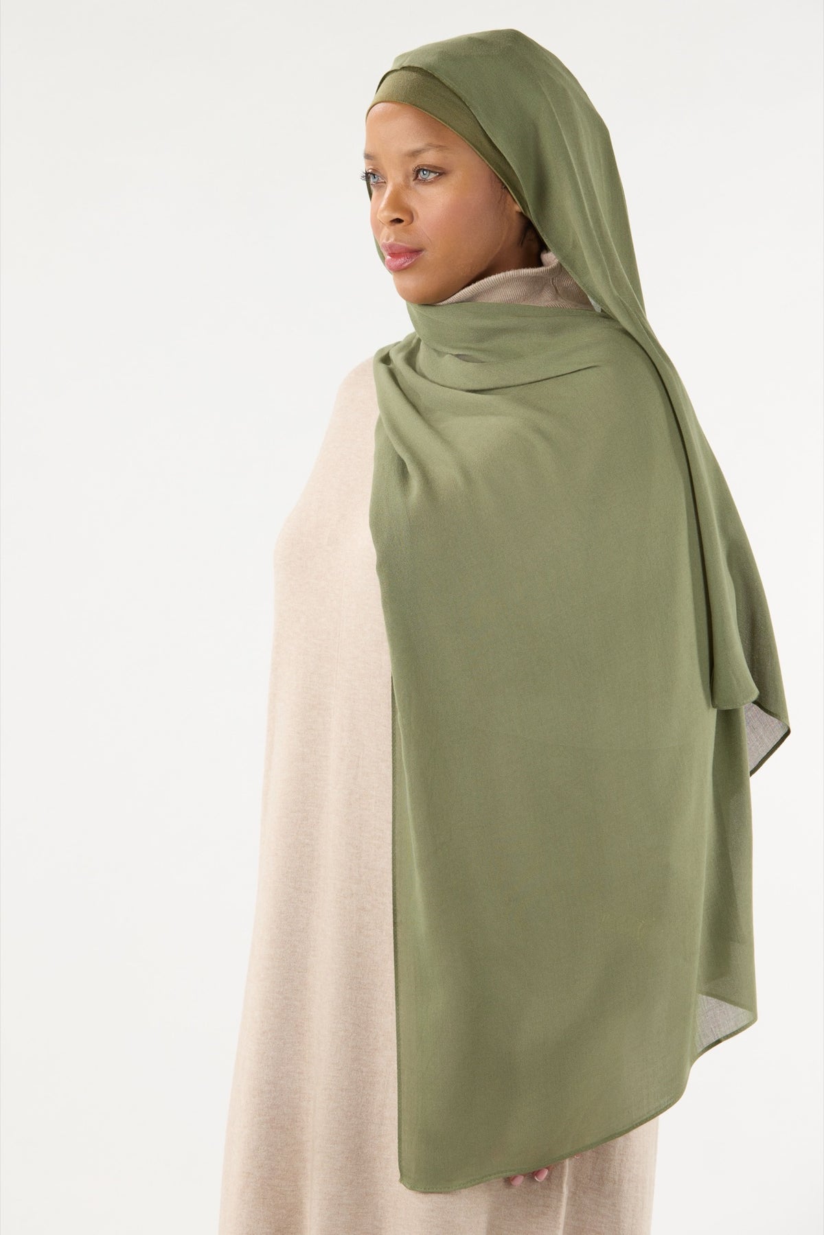 Modal Hijab With Matching Undercap Dark Olive 