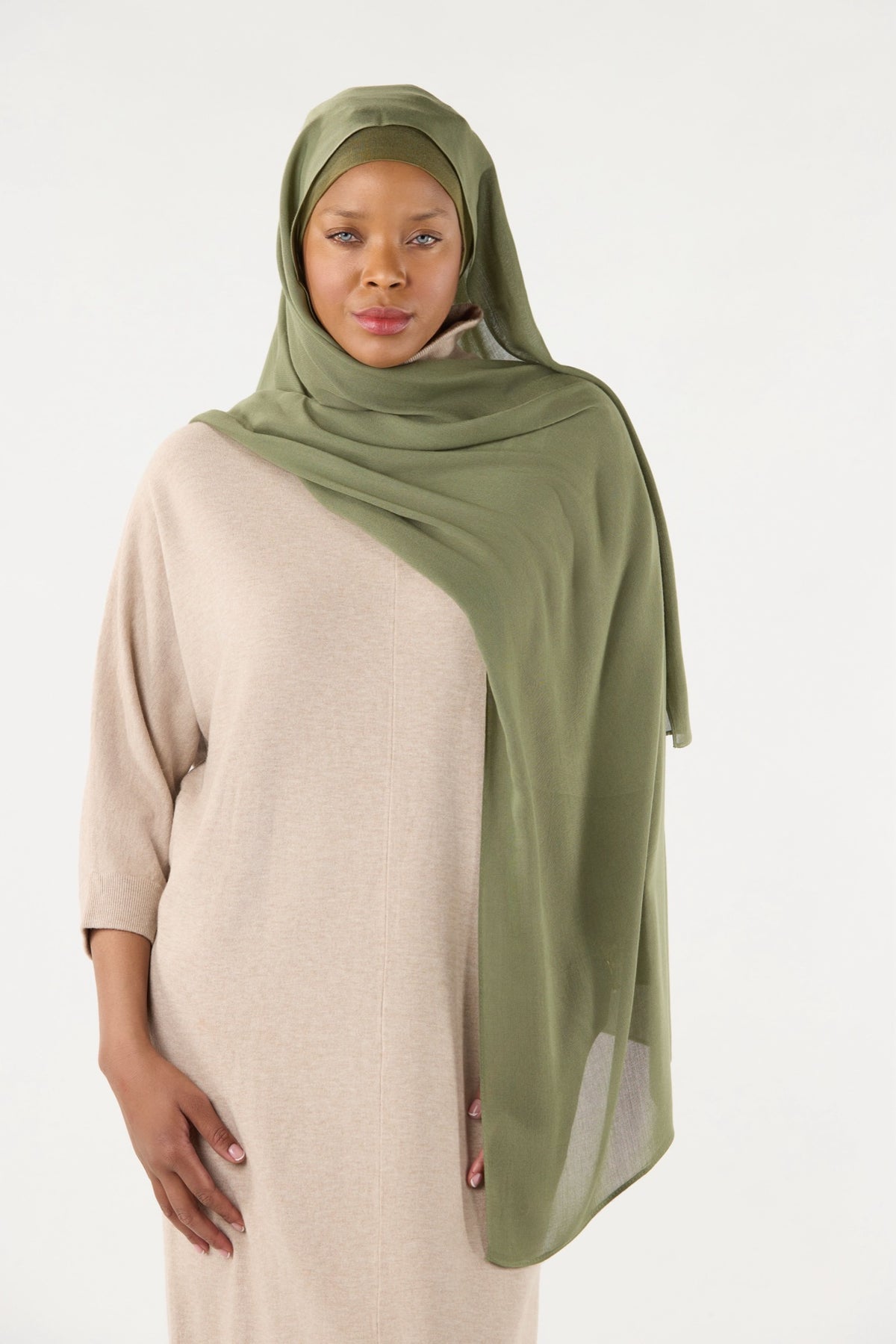 Modal Hijab With Matching Undercap Dark Olive 