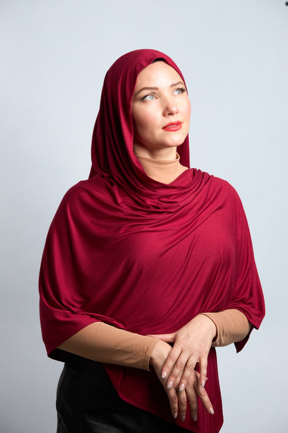 Premium Cotton Jersey Hijab Dark Red 
