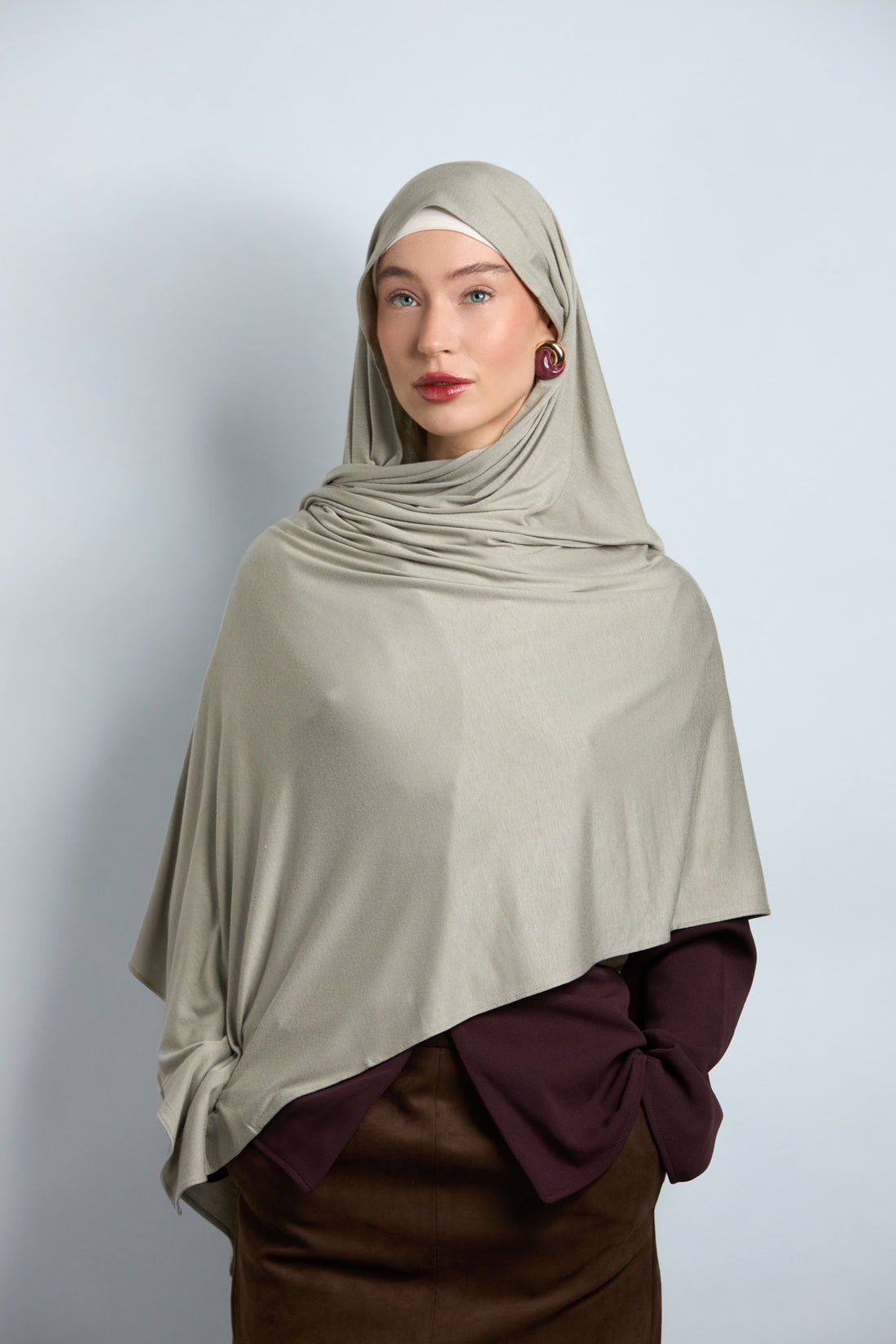 Premium Cotton Jersey Hijab Sage Green 