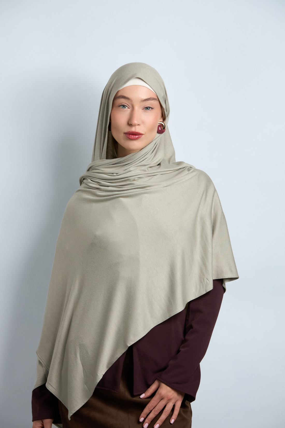 Premium Cotton Jersey Hijab Sage Green 