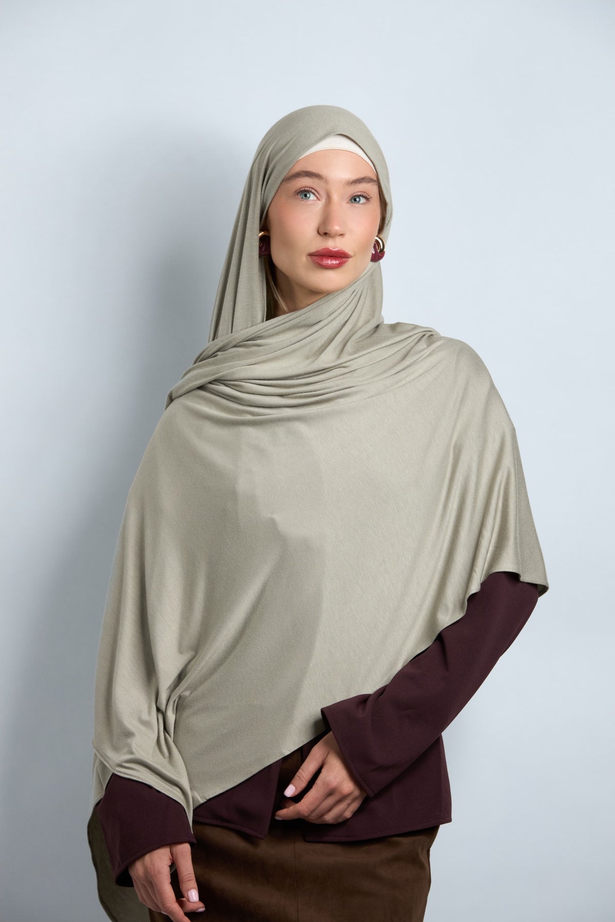 Premium Cotton Jersey Hijab Sage Green 
