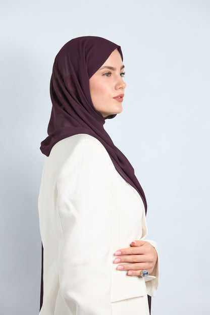 Premium Chiffon Hijab Dark Purple 