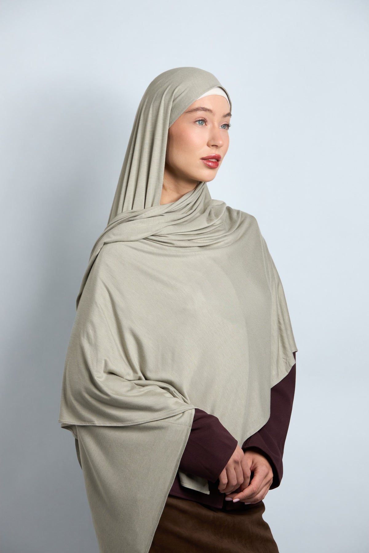 Premium Cotton Jersey Hijab Sage Green 