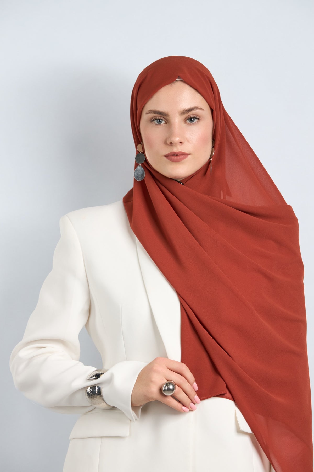 Premium Chiffon Hijab Red Orange 