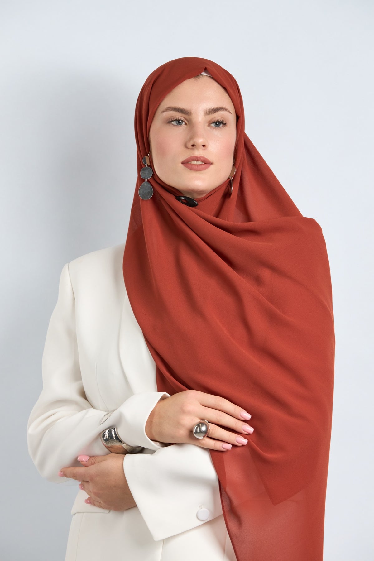 Premium Chiffon Hijab Red Orange 