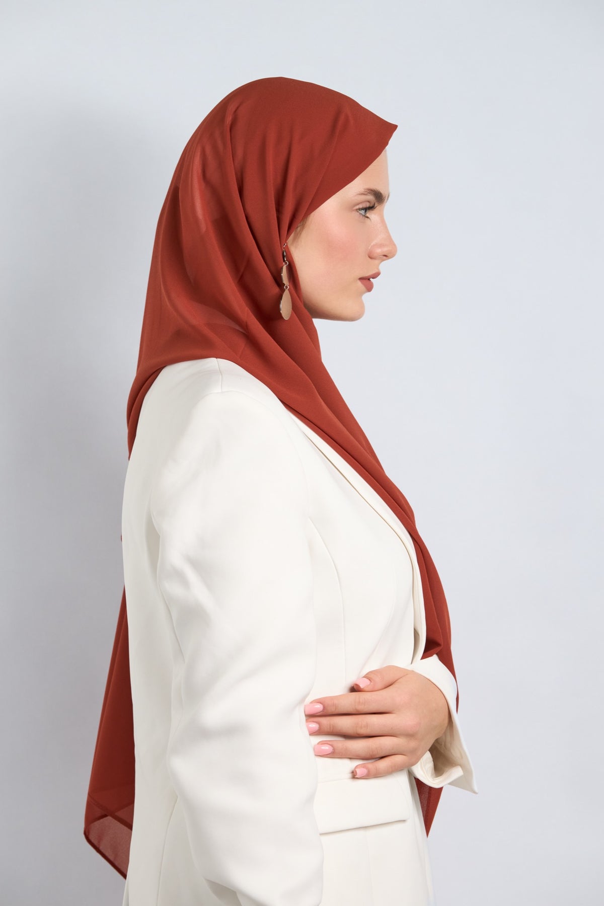 Premium Chiffon Hijab Red Orange 