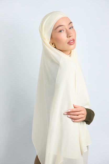 Premium Chiffon Hijab Fade Yellow 