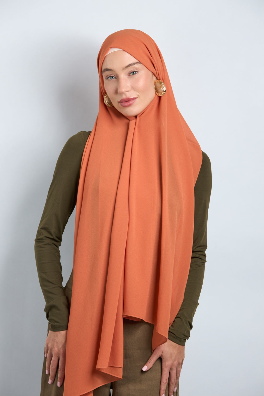 Premium Chiffon Hijab Coral Orange 