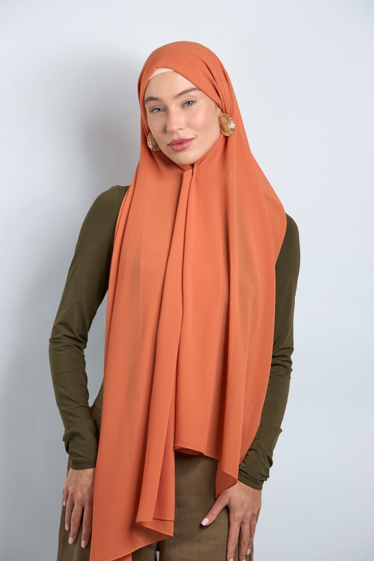 Premium Chiffon Hijab Coral Orange 