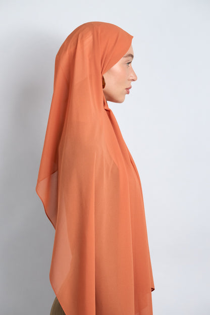 Premium Chiffon Hijab Coral Orange 
