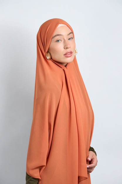 Premium Chiffon Hijab Coral Orange 
