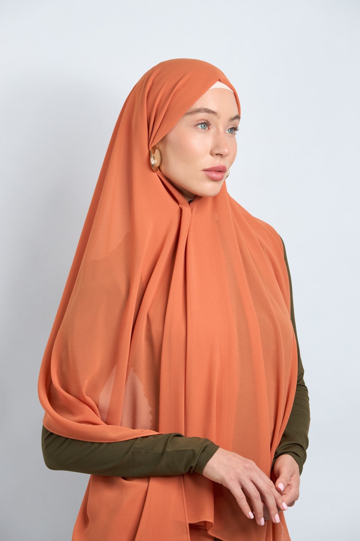 Premium Chiffon Hijab Coral Orange 