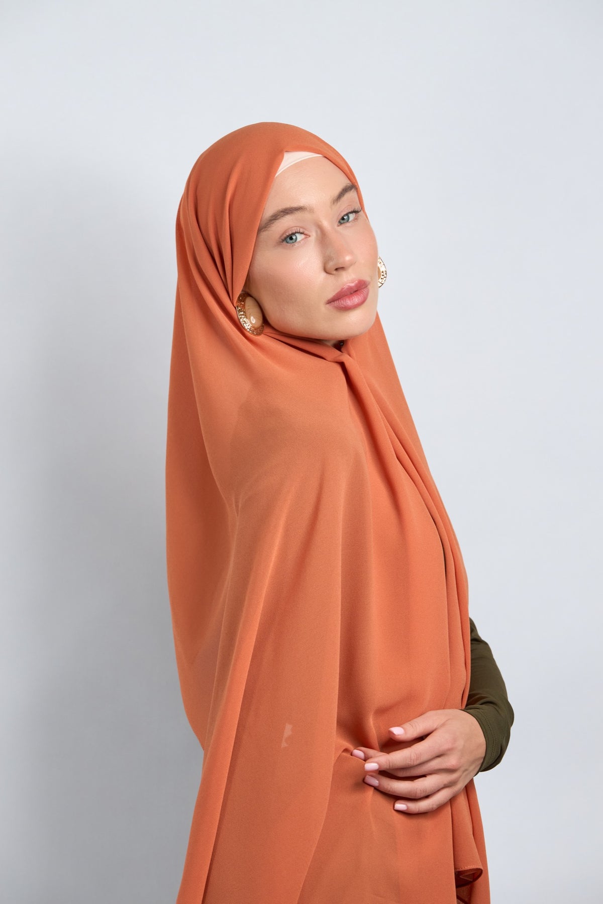 Premium Chiffon Hijab Coral Orange 