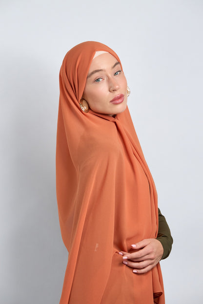 Premium Chiffon Hijab Coral Orange 