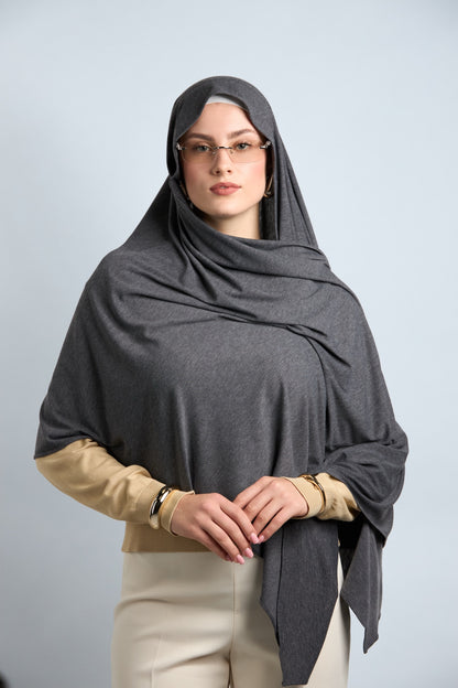 Premium Cotton Jersey Hijab Dark Gray 