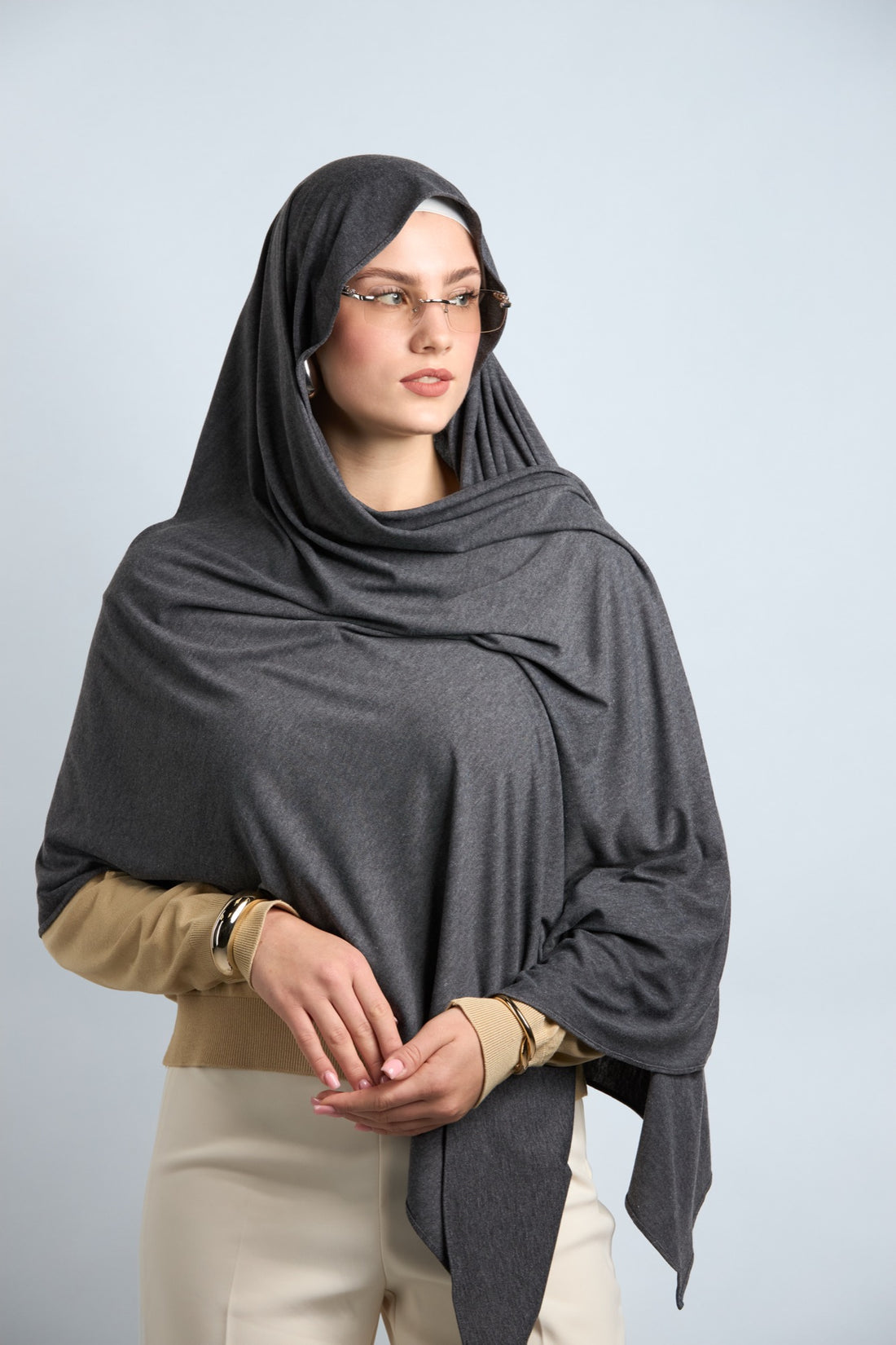Premium Cotton Jersey Hijab Dark Gray 