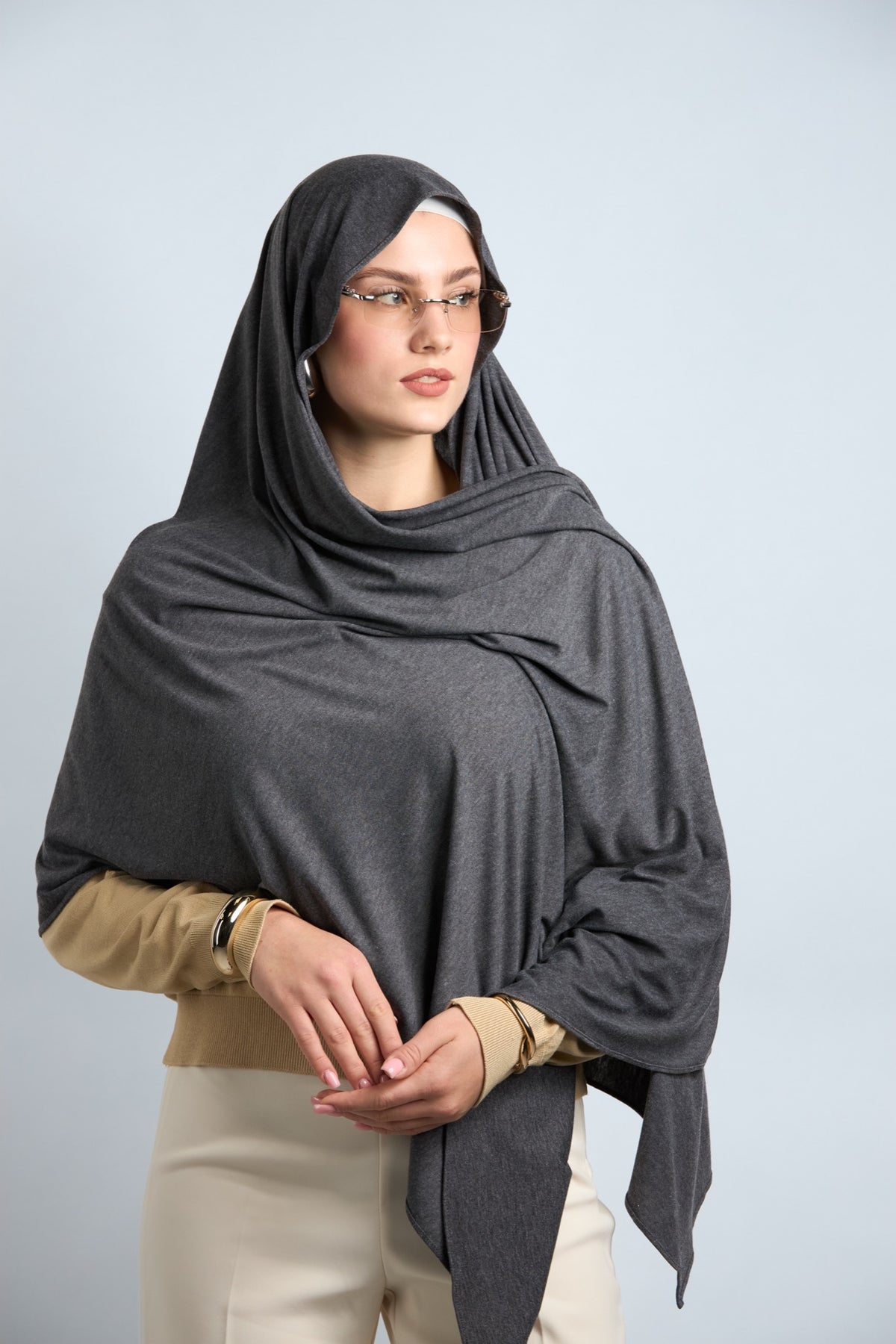 Premium Cotton Jersey Hijab Dark Gray 