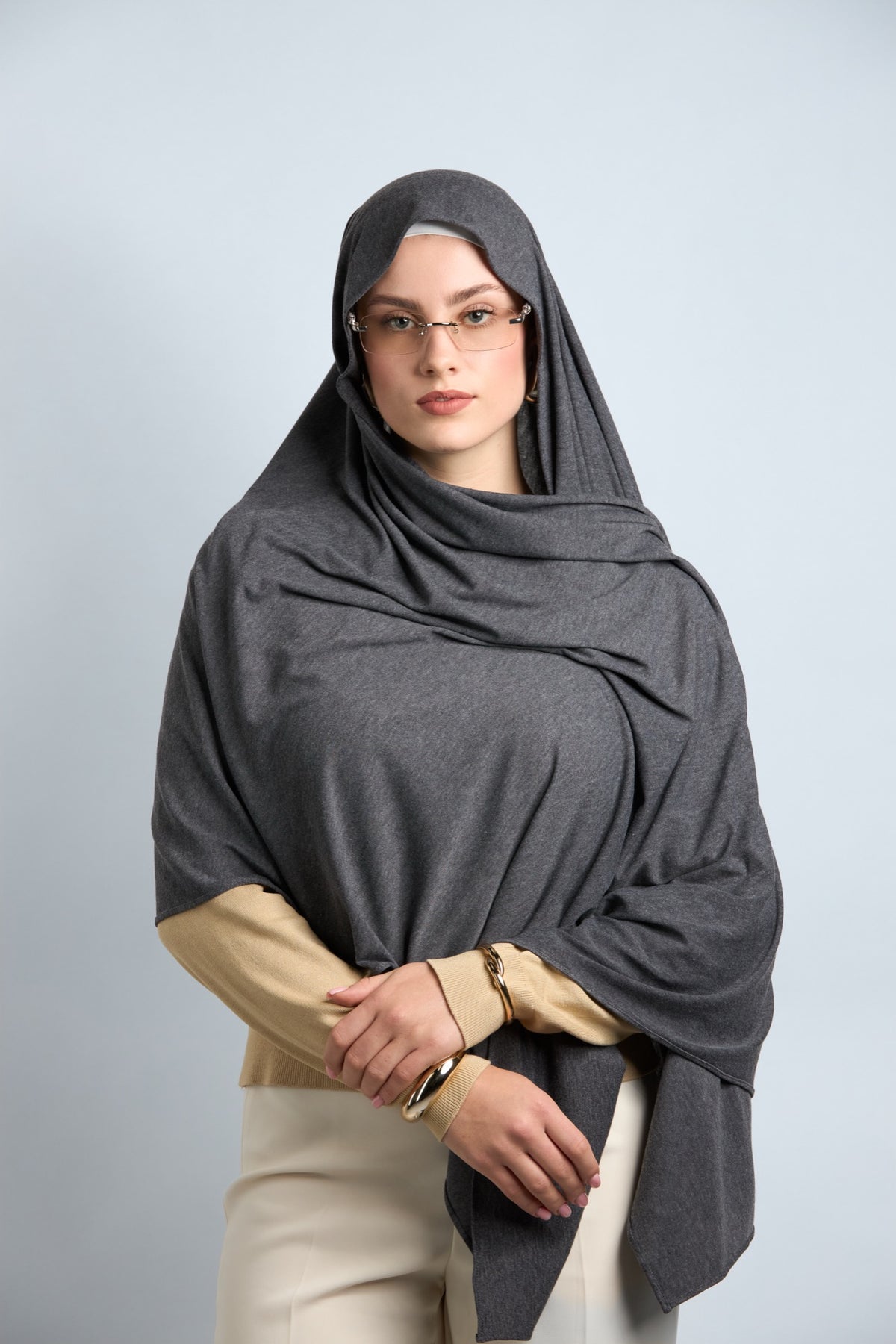 Premium Cotton Jersey Hijab Dark Gray 