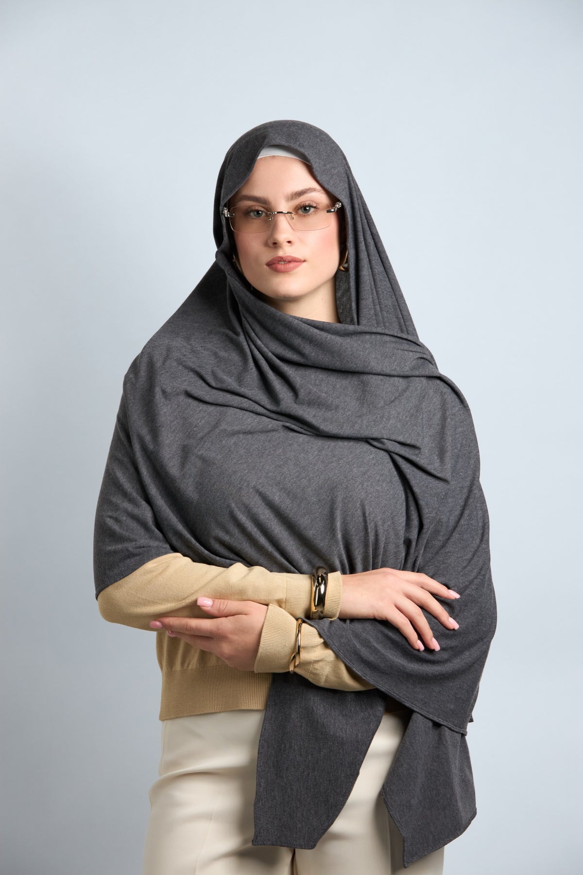 Premium Cotton Jersey Hijab Dark Gray 