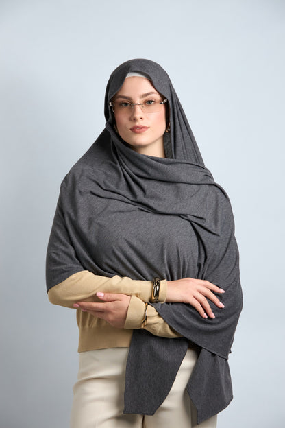 Premium Cotton Jersey Hijab Dark Gray 