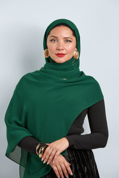Premium Chiffon Hijab Dark Green 
