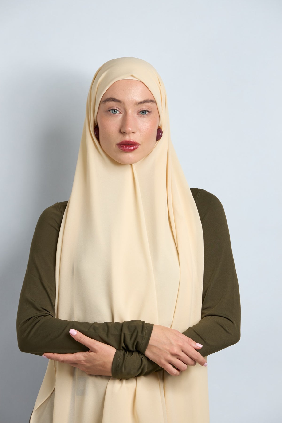 Premium Chiffon Hijab Bone Beige 
